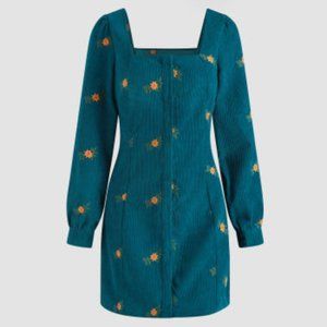 Floral Print Corduroy Dress NWT